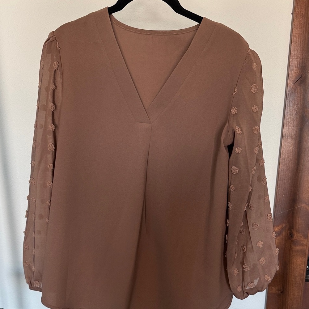 Elegant Brown V-Neck Blouse